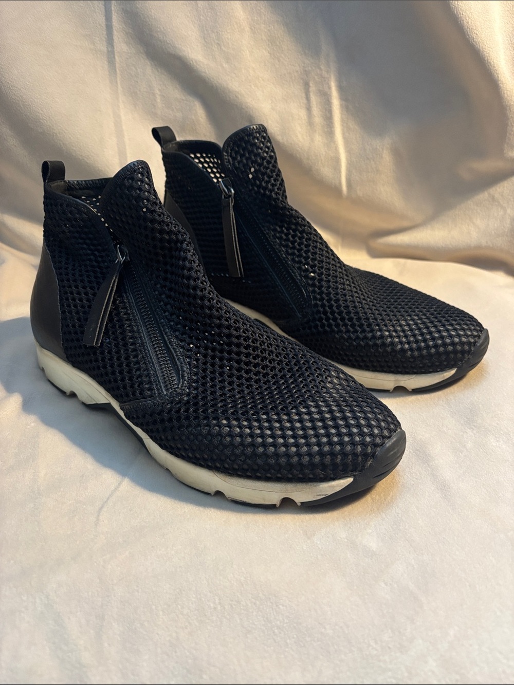 ALL BLACK Black Mesh Zip Front Sneaker Boots